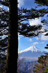 道志山塊の御正体山　峰宮跡展望台から望む富士山
