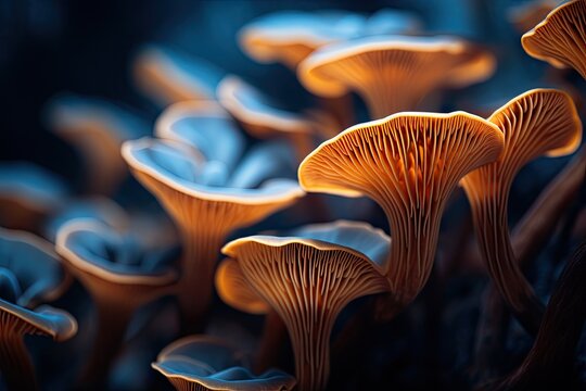 Macro image of abstract background featuring Sajor caju mushroom