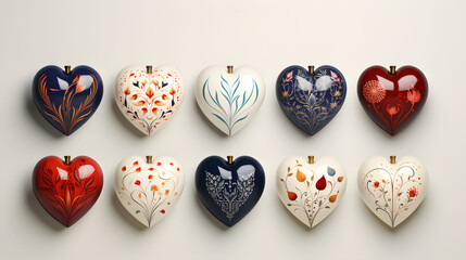 10-in-1 glazed chocolate hearts with artistic patterns