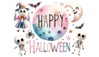 Happy Halloween graphics in watercolor 