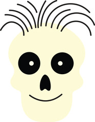 flat Crossbones Skull Human shape icon. Death, danger or poison symbol. Mortality symbol. Satanic imagery. Horror icon. Occult, Demon, Rock and roll Logo Icon isolated on transparent background.