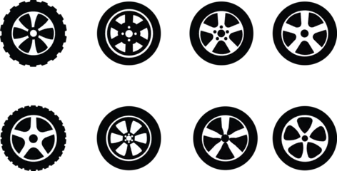 Foto op Canvas Set of wheel Rubber Tiers icons for business for your website. To make attractive design on very good design to show up you business. Tires royalty free vectors art isolated on transparent background. © M