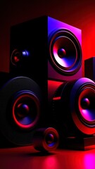 Close-up of audio speakers