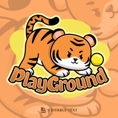 Cute Tiger Play Ground Logo Mascot