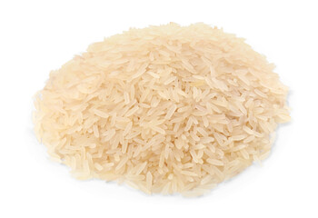 Pile of raw rice isolated on white