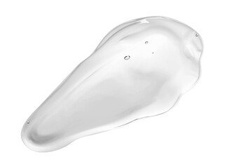 Sample of cleansing gel on white background, top view. Cosmetic product