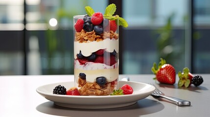 Delicious dessert on the table AI Generative