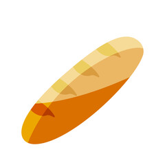 Vector french baguette icon in cartoon style on a white background