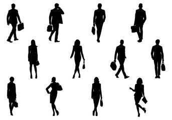 silhouettes of business people set