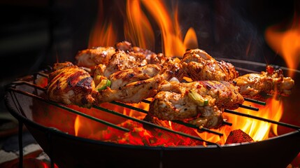 Delicious and tasty grilled chicken on the roasting AI Generative