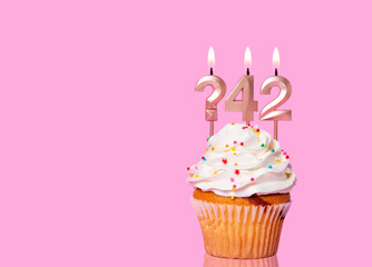 Birthday Cake With Candle Question Mark And Number 42