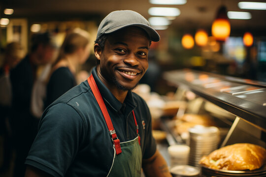 Happy Fast Food Worker