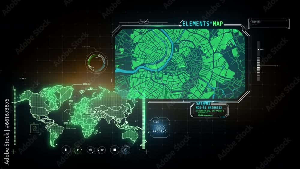 Poster animated virtual dashboard with maps