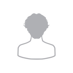 ウェーブヘアの男性後ろ姿シルエットアイコン　グレー