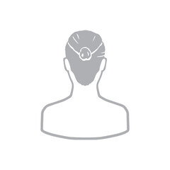 マンバン男性後ろ姿シルエットアイコン　グレー