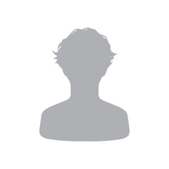 ウェーブヘアの男性シルエットアイコン　グレー