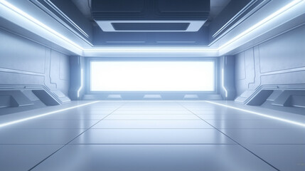 Abstract Futuristic empty floor and room Sci-Fi Corridor With light for showcase,room. ai generative