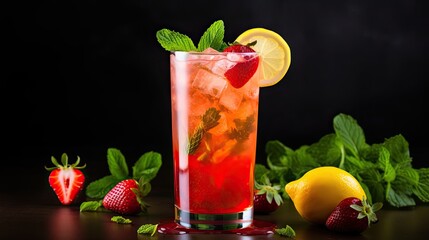 Delicious strawberry squash on the table AI Generative