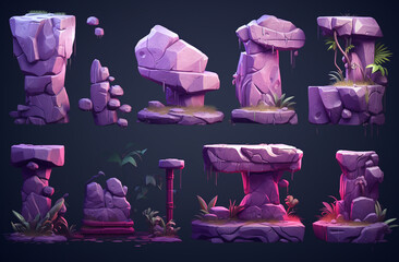 set of stone, beam icons, intended for applications or games
