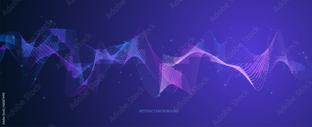 Aufkleber vector wave lines smooth flowing dynamic blue green gradient light isolated on black background for 