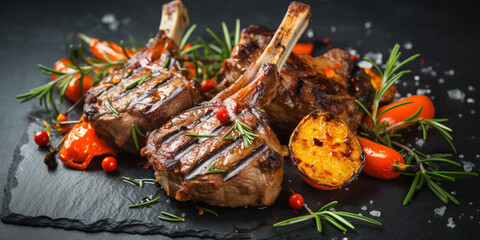 Braised Lamb Chops stock photo,,
Delicious Braised Meat Visual 
Generative Ai


 - obrazy, fototapety, plakaty