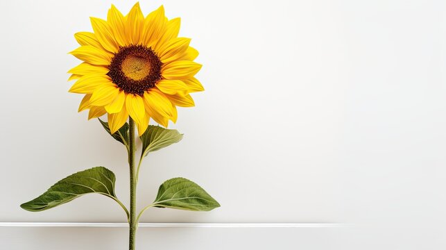 Portrait beautiful sunflower isolated on white background AI Generative