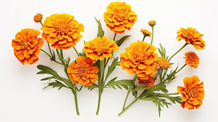 Portrait beautiful marry goldflower isolated on white background AI Generative