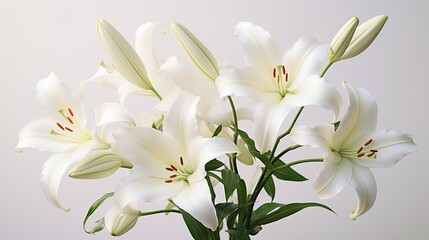 Portrait beautiful white lilies flower isolated on white background AI Generative