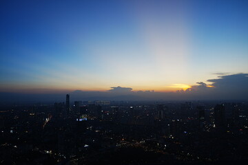 Aerial View of Hanoi City from Top of Hanoi, Rooftop Bar at Night in Vietnam - ベトナム ハノイ 夜景