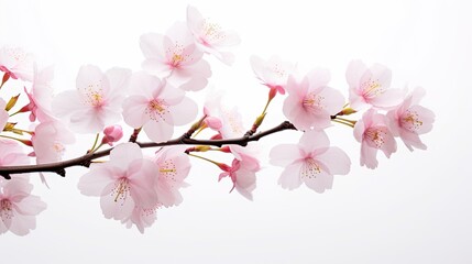 Portrait beautiful pink cherry blossom flower isolated on white background AI Generative