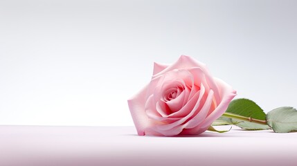 Portrait beautiful pink rose flower isolated on white background AI Generative