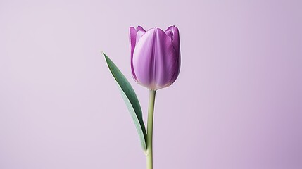 Portrait beautiful purple tulip flower isolated on purple background AI Generative
