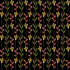 Floral pattern design template with flower motif. nature decorative background in flat style. repeat and seamless vector