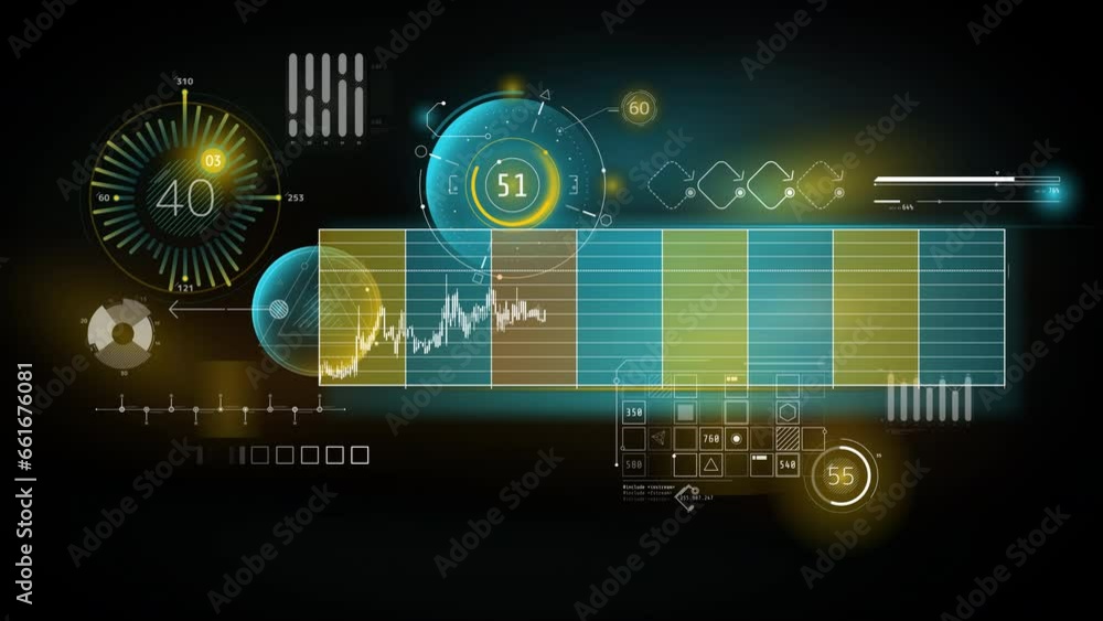 Poster animated stock data on a virtual panel