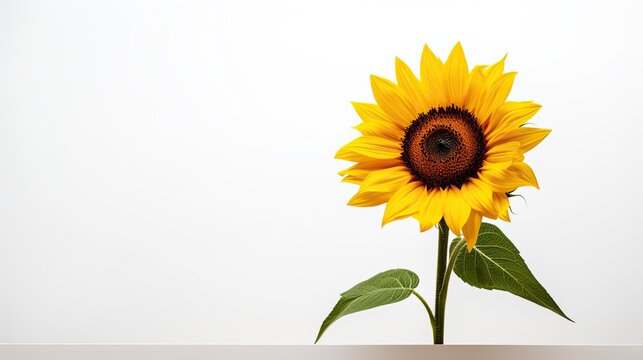 Portrait beautiful sunflower isolated on white AI Generative
