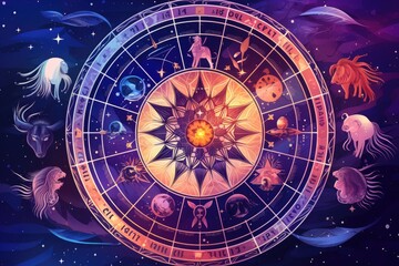 Abstract astrological background with zodiac signs Astrology horoscope background - obrazy, fototapety, plakaty