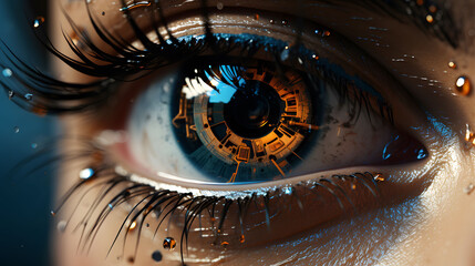 Robotic eye, Eye with chip inside, Artificial intelligence eye enhancement, Cyborg eye