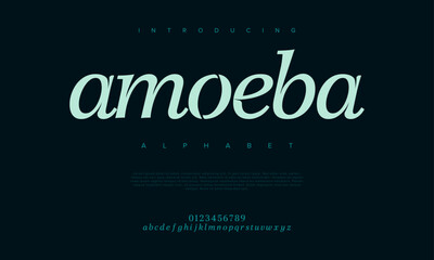 Amoeba creative modern urban alphabet font. Digital abstract moslem, futuristic, fashion, sport, minimal technology typography. Simple numeric vector illustration