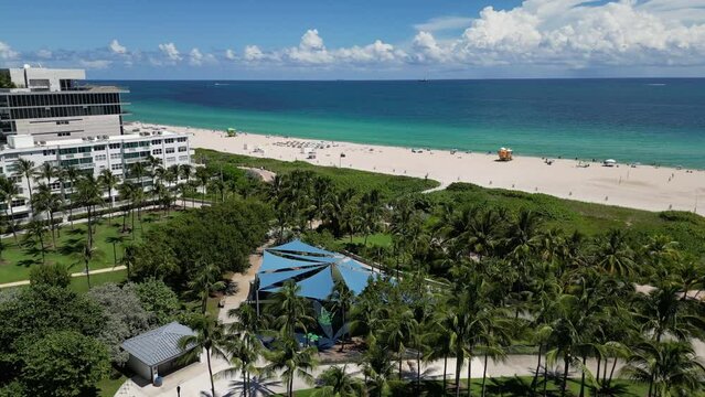 Drone video of Marjorie Stoneman Douglas Park , South Beach Miami
