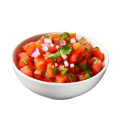 bowl of salsa isolated on white background, ai generated