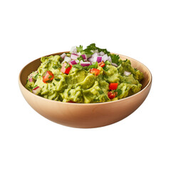 bowl of guacamole isolated on white background, ai generated