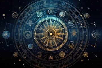 Abstract astrological background with zodiac signs Astrology horoscope background