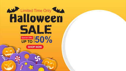 Halloween template background vector illustration. perfet for Sale Promotion Poster template with Product display stage or banner template