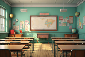 Interior of a classroom with natural light
 - obrazy, fototapety, plakaty