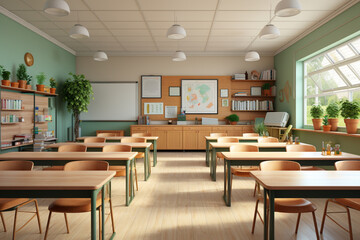 Fototapeta na wymiar Interior of a classroom with natural light 