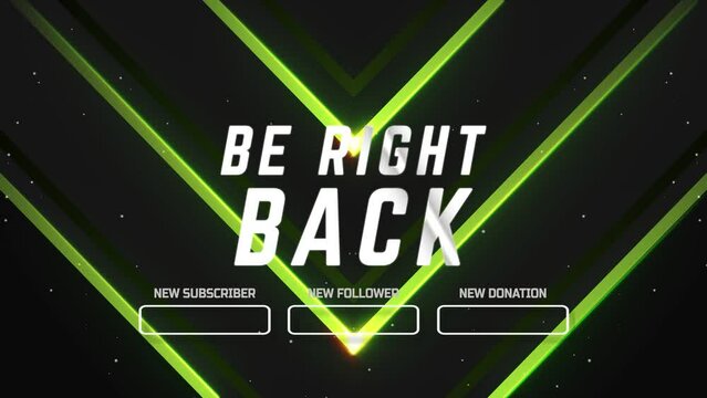 Green Neon Set Live Stream Element Design For Gamer. Be Right Back