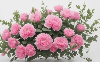 Pink flowers in white background from Generative AI
