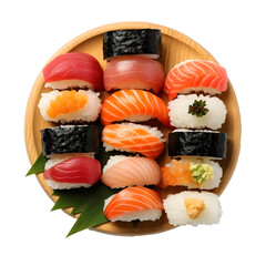 Exquisite Decorative Fresh Sushi Mix, Culinary Art on a Plate