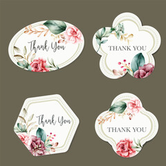 Naklejka premium handdrawn watercolor floral label collection