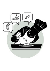 A vector cartoon illustration of a chef preparing food in a silhouette image. Suitable for motion graphics animation